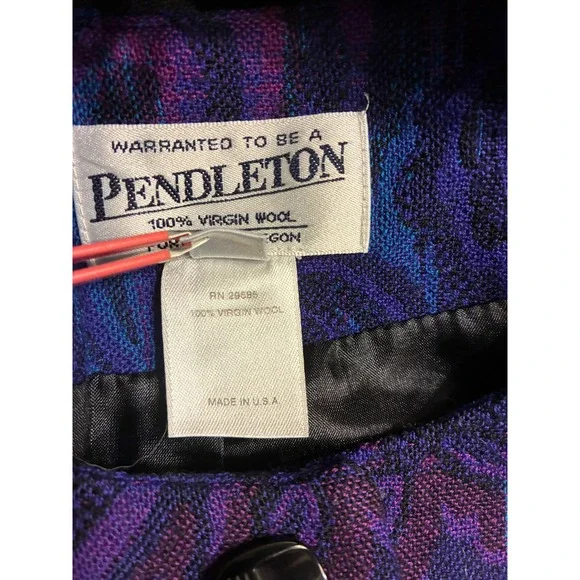 Pendleton Womens Purple Paisley Virgin Wool Blazer Jacket Made in USA Size 8 - Picture 5 of 6
